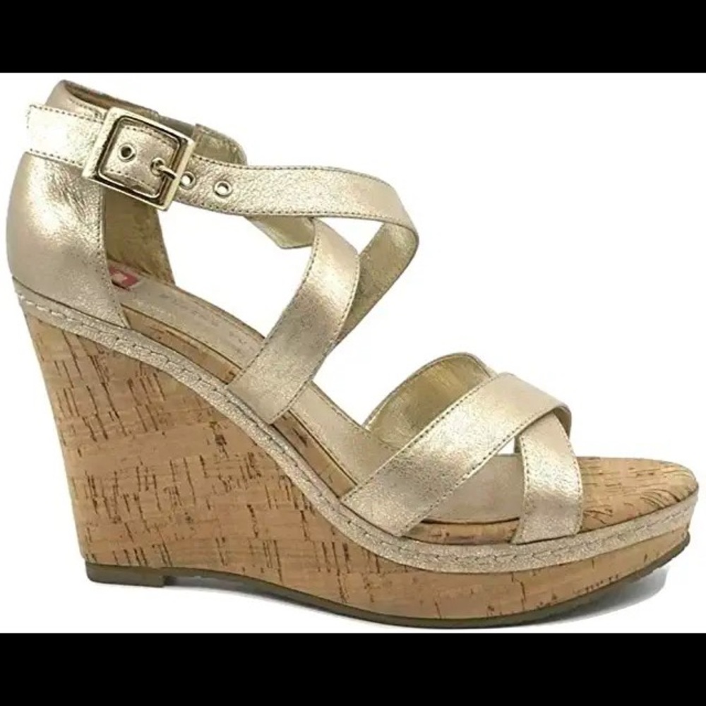 Elaine Turner Katherine Champagne Leather Wedges